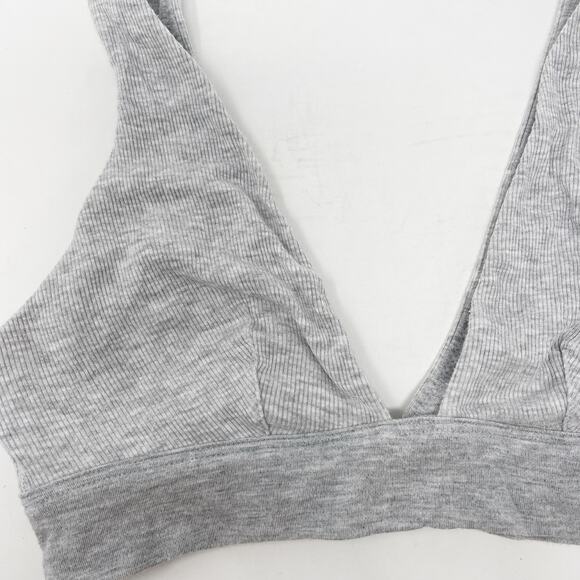 Victorias Secret XSmall Light Heather Gray Ribbed Plunge Bralette Comfort Lounge - Picture 3 of 9